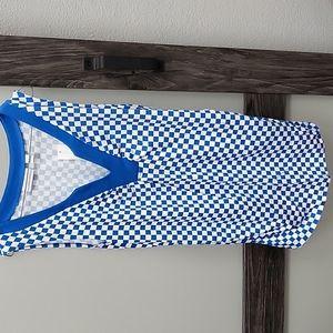 M, blue checkered tank top